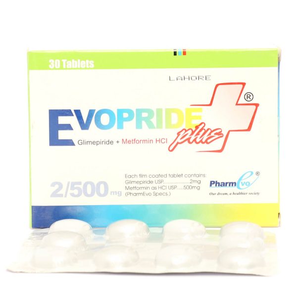 Evopride Plus 2/500mg tablets in Pakistan
