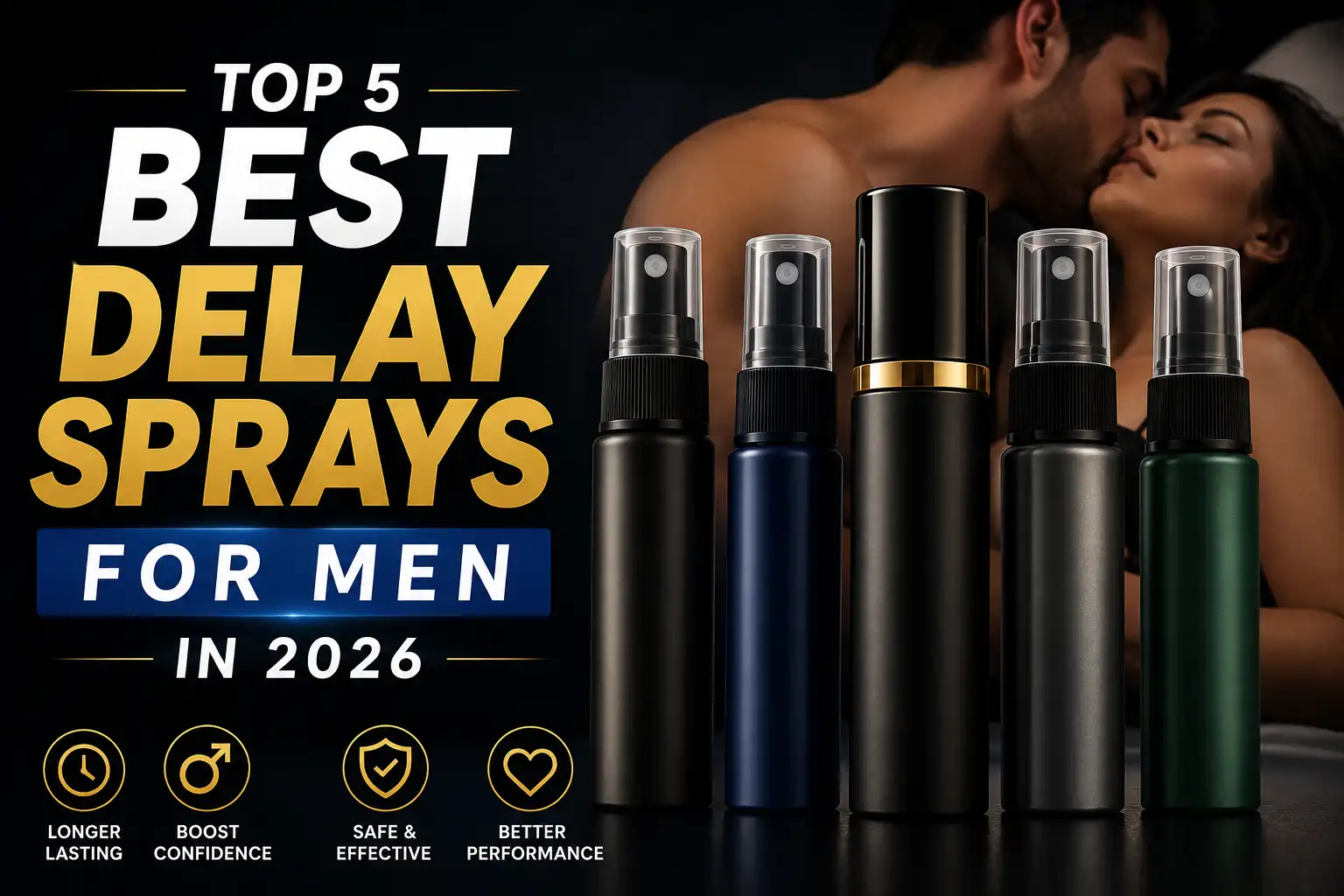 Men delay spray bottles for performance use display