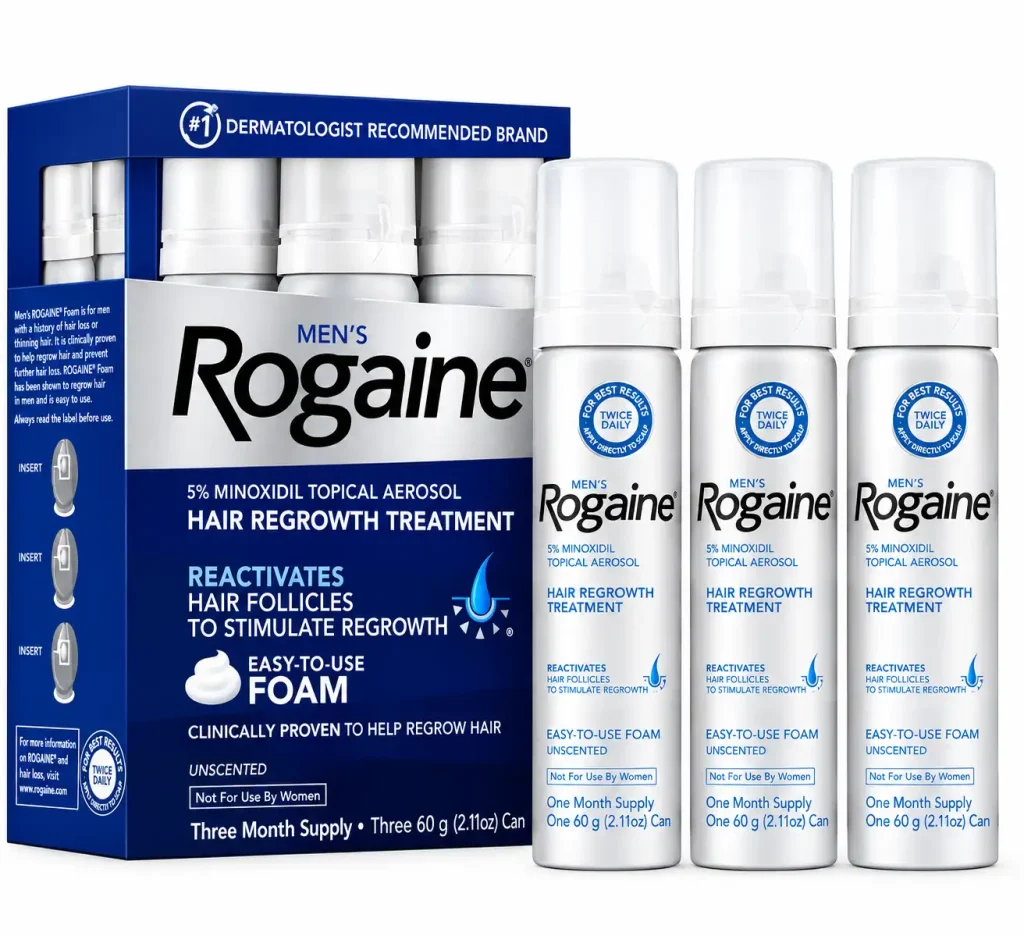 Rogaine Minoxidil 5% foam hair regrowth treatment